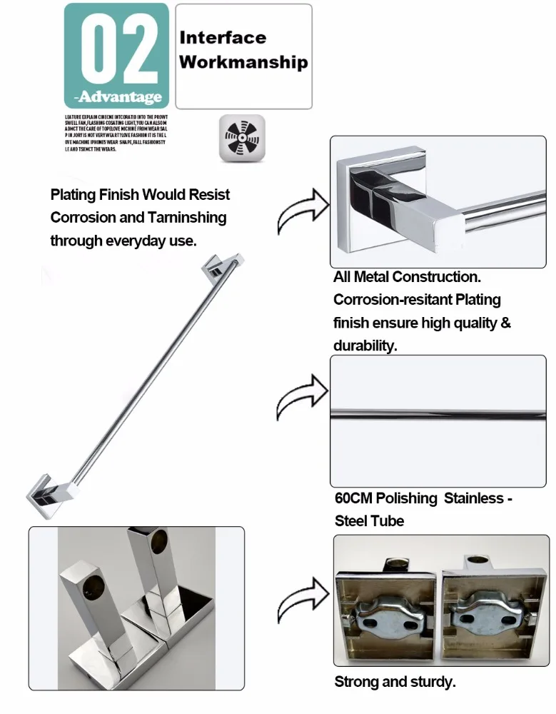 
Zinc Alloy bathroom accessories modern towel bar 