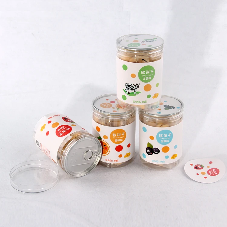 
wholesale custom clear empty packaging container plastic pet food jar with easy open cap 