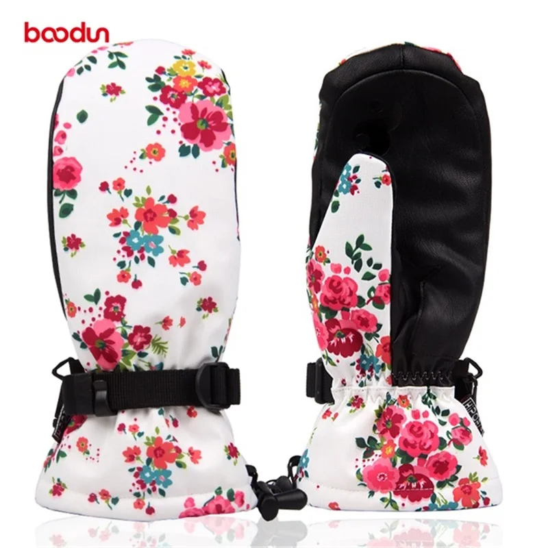 Boodun Waterproof Windproof Hipora insert women Snow Winter Gloves Snowboard Ice Skating Ski Mittens Gloves
