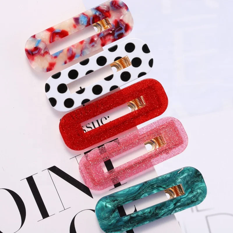 
Ins Vintage Marble Women Acetate Hair Clip Girls Clamps Accessories Acetate Hair Clip 