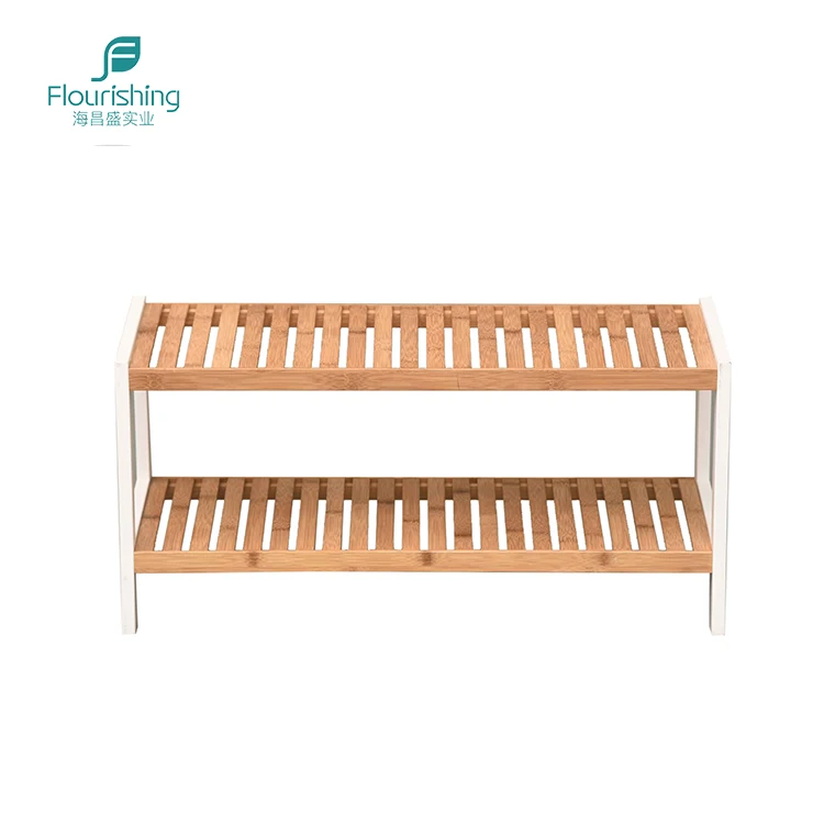 Регулируемый Space Saver 2 уровня натурального бамбука обуви стойки