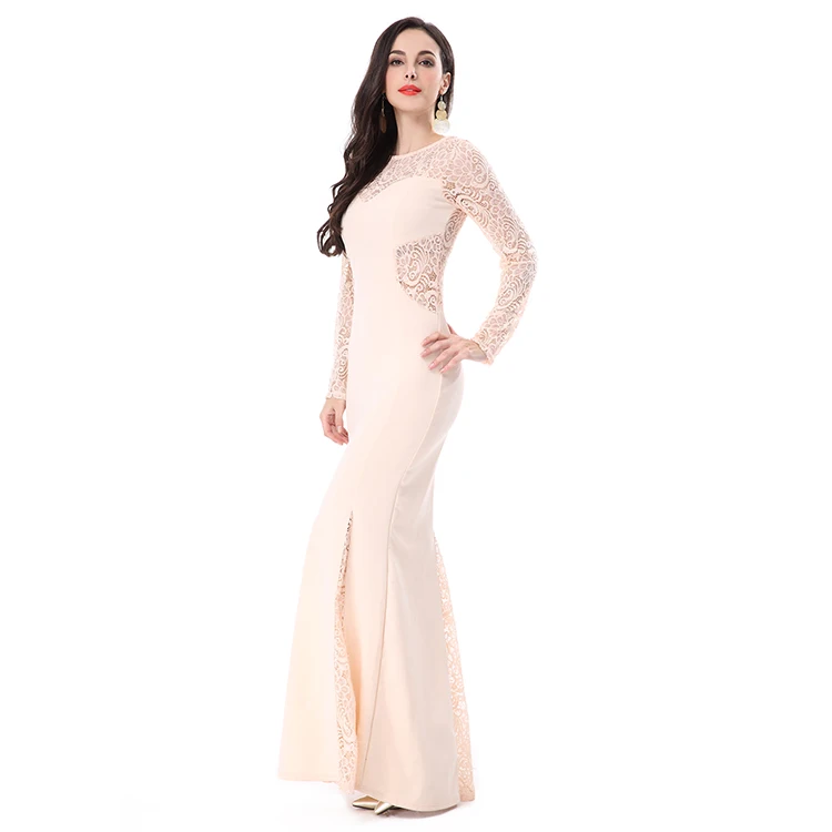 Fashion Lace Maxi Soft Elegant Evening Dress Women