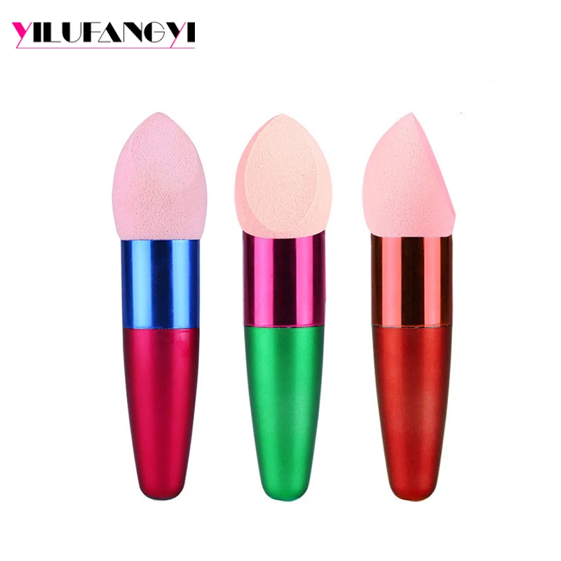 Latex free makeup sponge with handle, Cosmetic powder applicator with handle, beauty makeup blender sponge stick