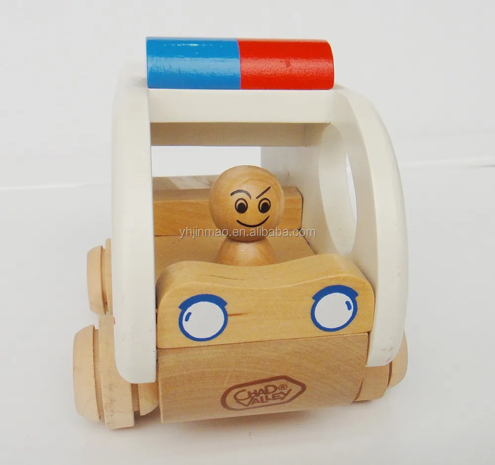 
Solid wood kids small wooden toy accessories hospital car 