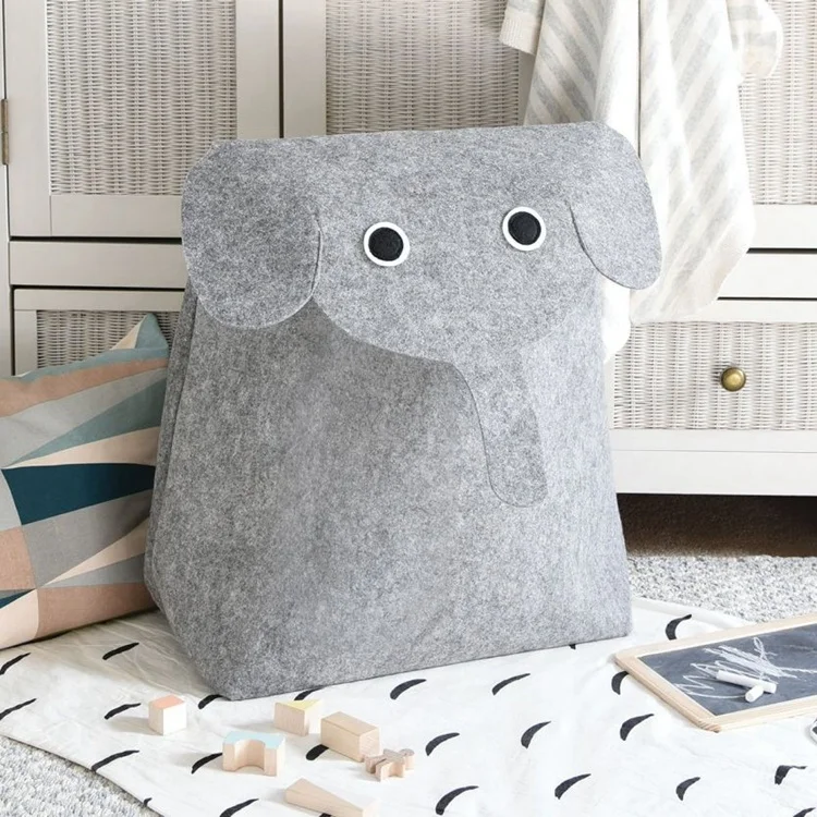 2019 Huafeng trending felt storage organizer basket elephant felt toy basket laundry basket
