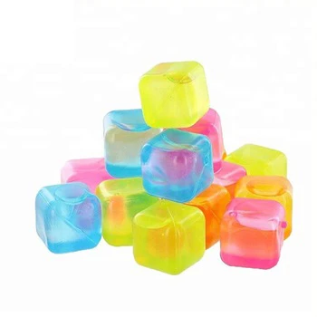6Pcs Reusable Ice Cube BPA Free Plastic Squares Ice Cubes Colorful Refreezable Ice Cubes For Drinks Whiskey Vodka Coffee