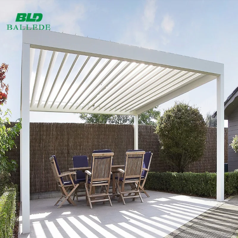 swimming pool sunshade aluminum motorised patio cover louver roof