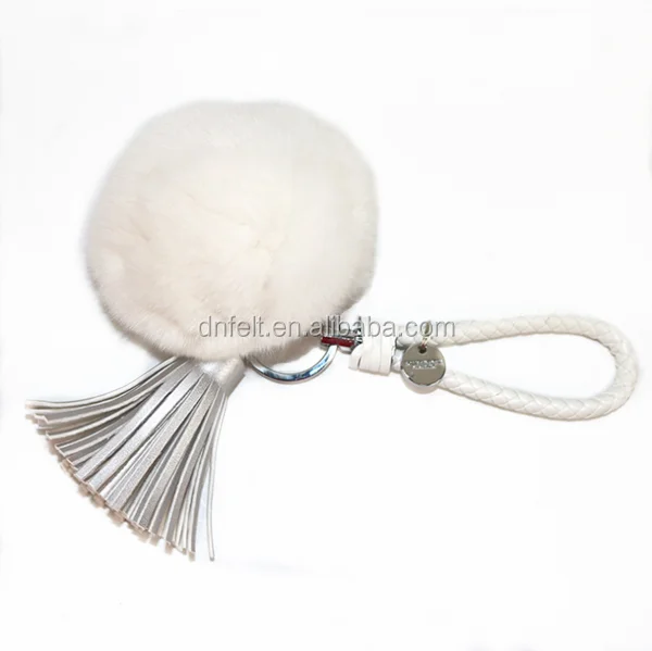 Горячие продажи белый цвет помпоном из искусственного меха брелок