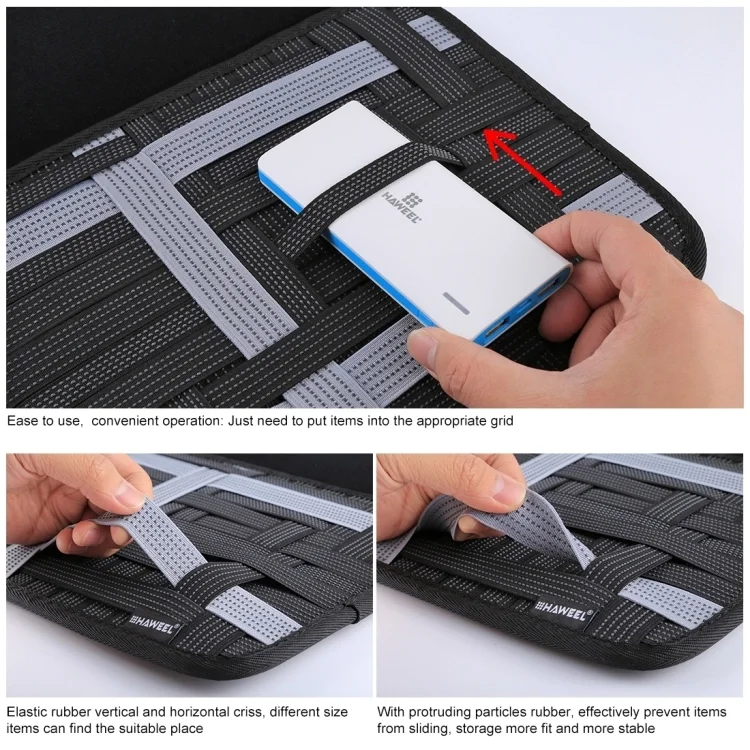 High Quality HAWEEL 10 inch Tablet Wrap Organizer Neoprene Digital Storage Pocket Bag(Black)