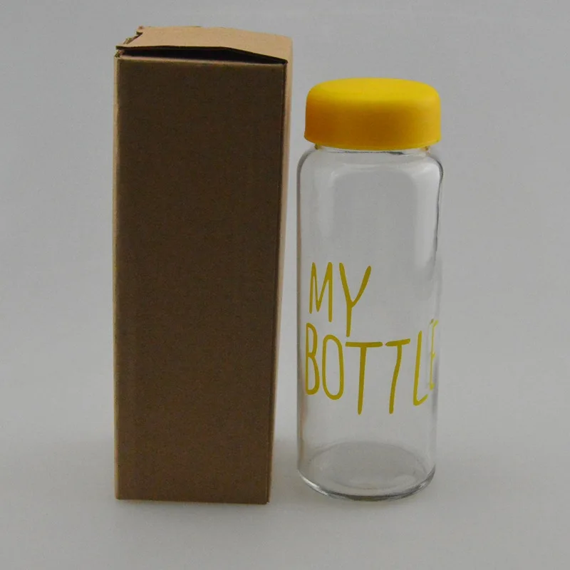 Gift Sanding Surface Glass Water Cup With Cap 450M Big Mouth, Handle Jar, Fashion Glass My Bottle