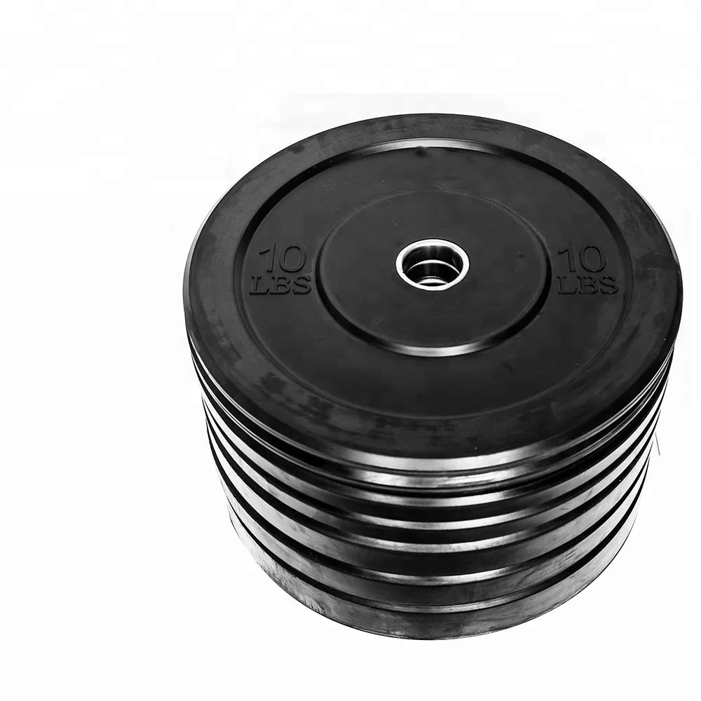 
Fitness Gym Workout Barbell Weight Lifting Custom Black Rubber Bumper Plates 