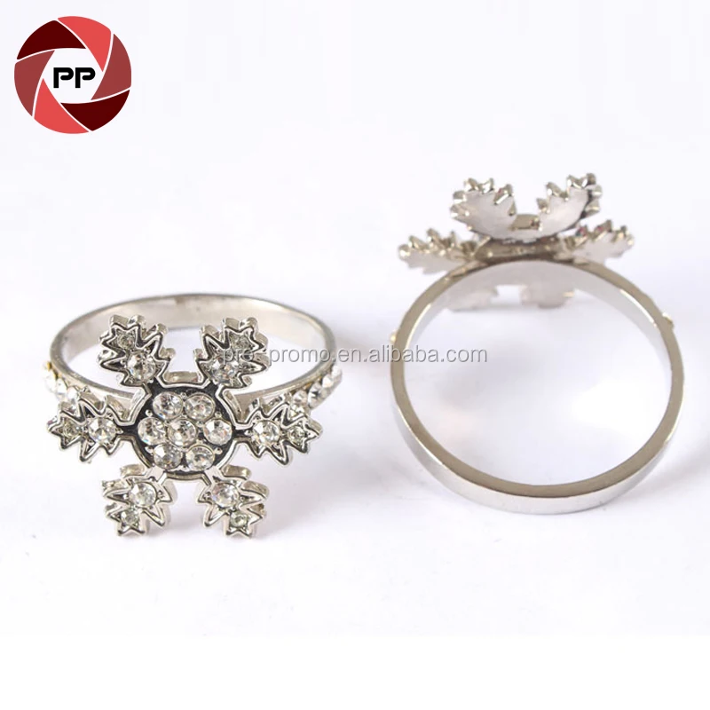 Wholesale Silver Metal Xmas wedding snowflake napkin ring