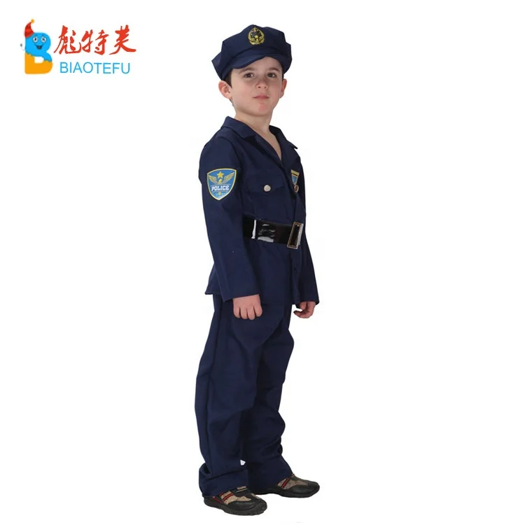High quality carnival kids cosplay policeman costumes hote sale boys cosplay policeman career uniform costumes