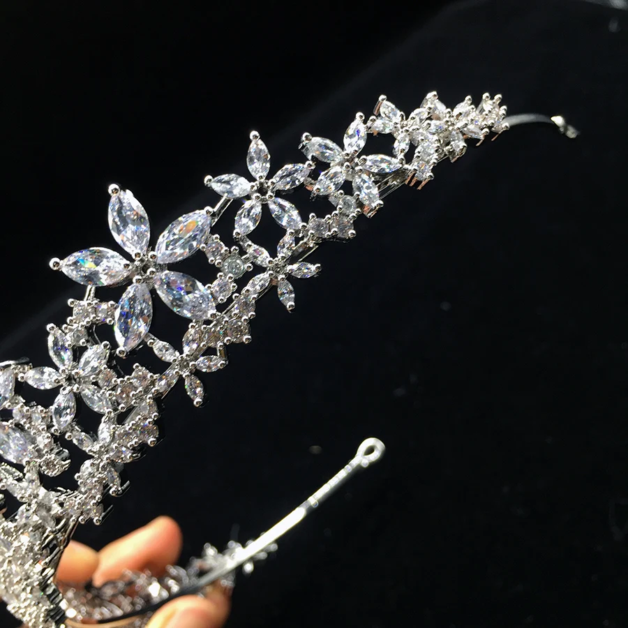 RE2083 CZ wedding bridal tiara shiny zircon crown pageant party crown tiara