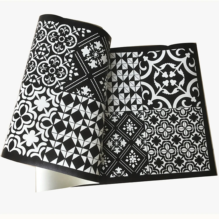 Hot Sale PVC Vinyl Rugs Carpet for Home and Outdoor with Ivory Barcelona Tile Printing