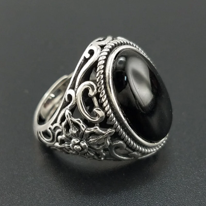 Spanking black opal gemstone silver jewelry 925 sterling silver ring handmade Jewelry Rings