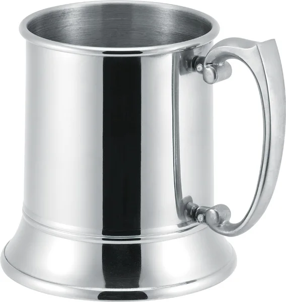 16oz Single Wall stainless steel beer mug with glass bottom
