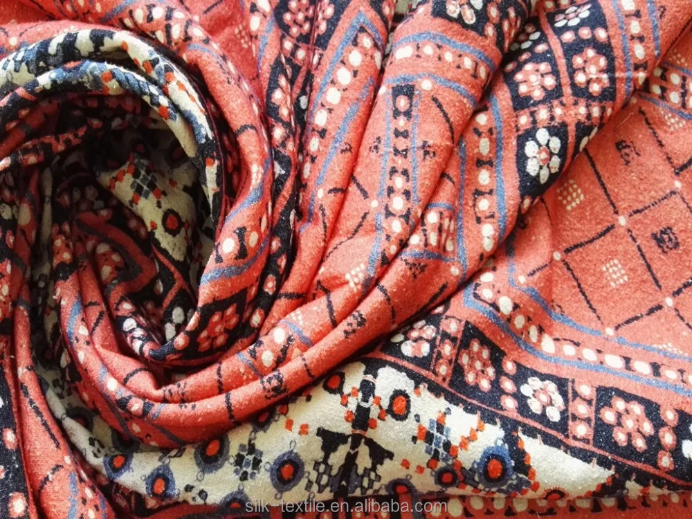 
Digital printing Noil Silk Poplin raw silk fabric 