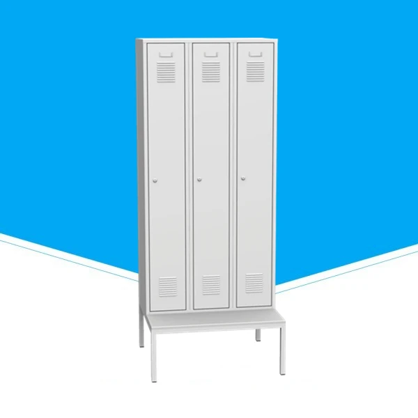 3 Door Gym Locker Room Furniture Steel Gym Locker With Bench