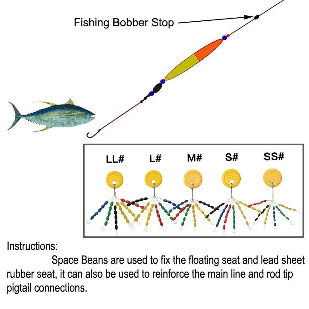 
Wholesale Fishing Stopper Rubber Float Bobber Bead Fishing Line Stops Space Bean Rigging 6colors 10pcs/set 