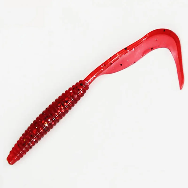 9.5cm single long tail soft maggot grub lure worm silicone fishing bait lure