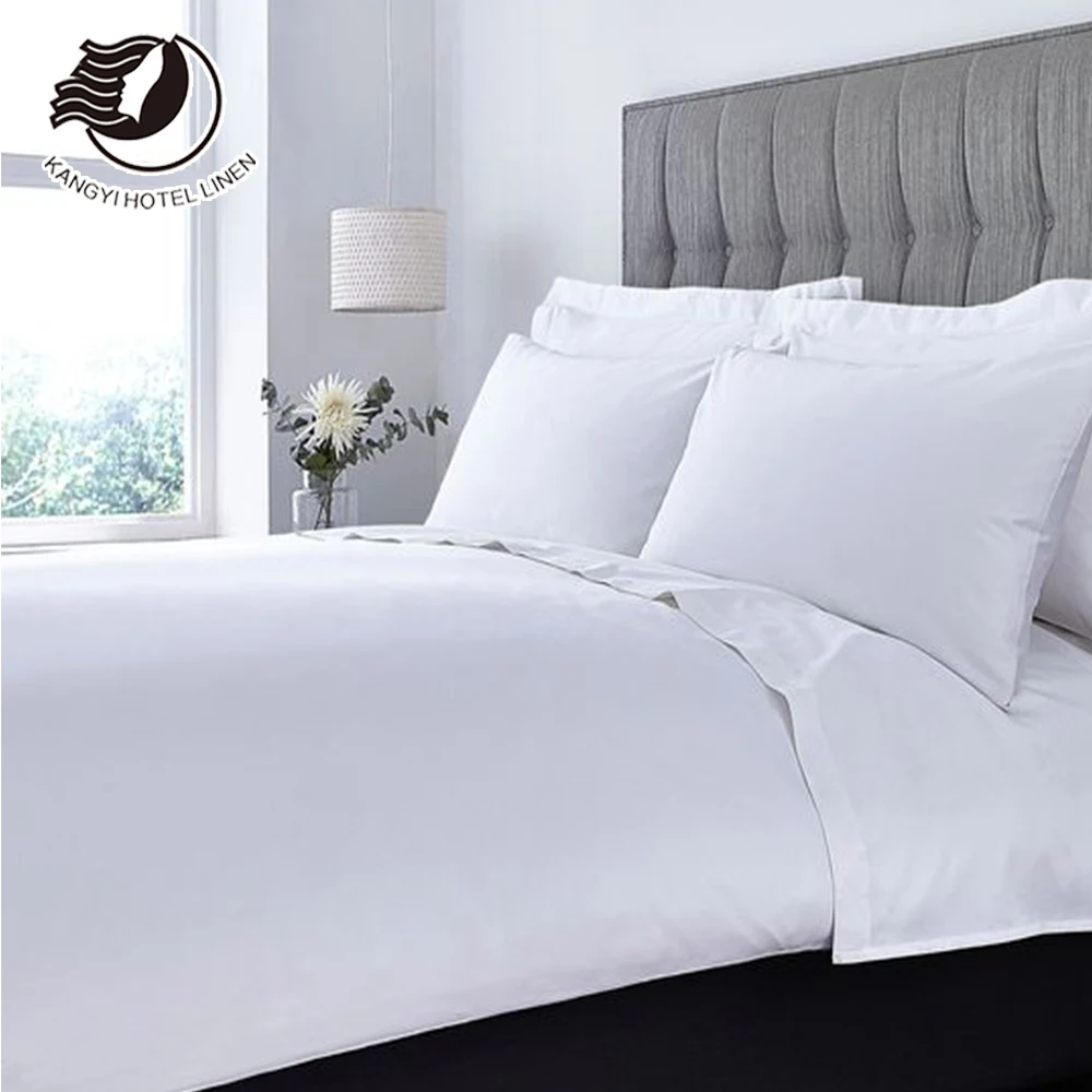 Hotel Cotton Sateen Fabric Custom White Bed Linen For Hotels 5 Star Duvet Cover