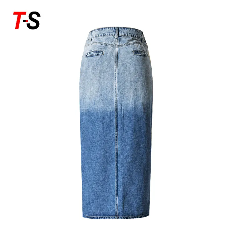2018 New style high waist large size pencil denim long women skirt