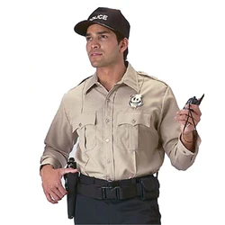 Prison Guard Clothes Security Officer Uniform Safety Warden Wear Long Sleeve Khaki Shirt