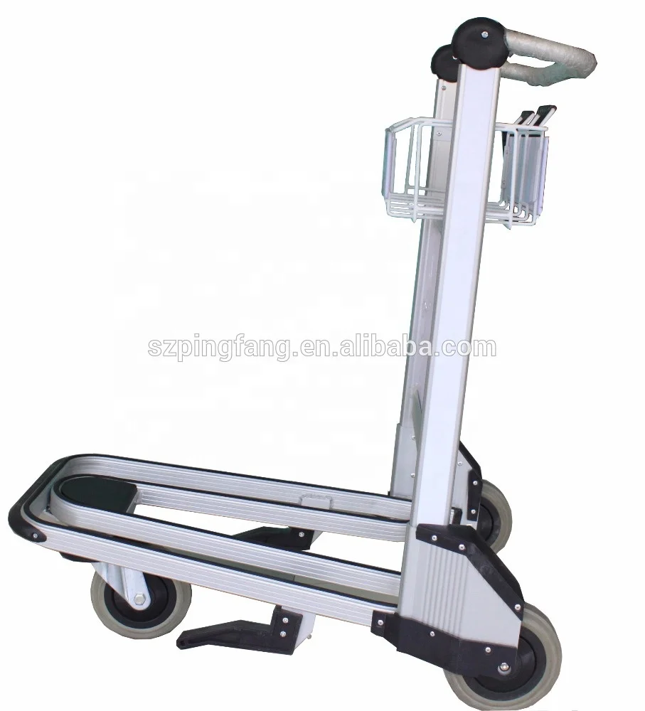 3 wheels passenger baggage luggage airport trolley with hand brake