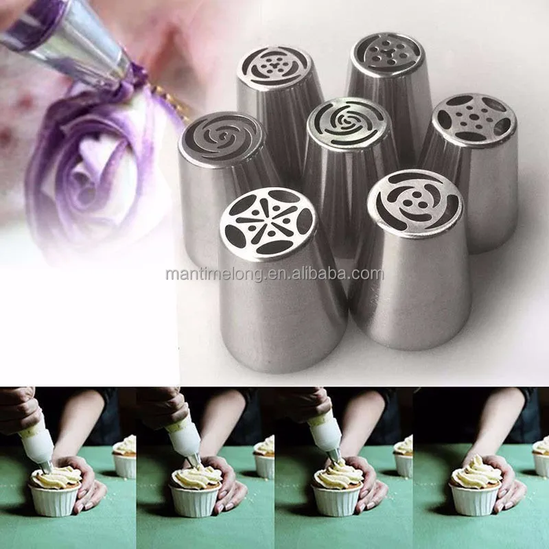 7 pcs/set Russian Tulip Icing Piping Nozzles Cake Decoration Tips nozzle Biscuits Sugar craft Pastry Baking Tool DIY