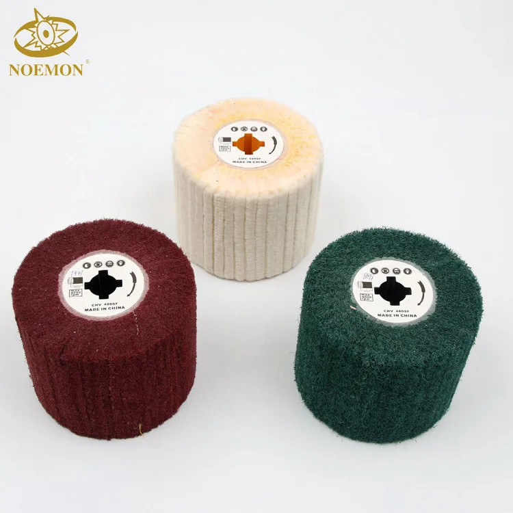 Non woven wire drawing polishing wheel used with abrasives tools for satin finish