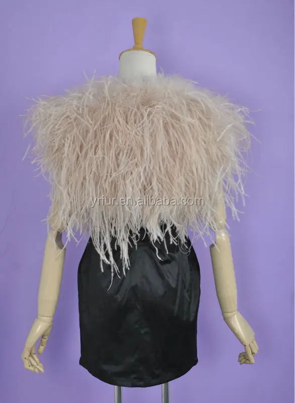 YR477A New Arrival Wedding Bridal Ostrich Vest Shrug
