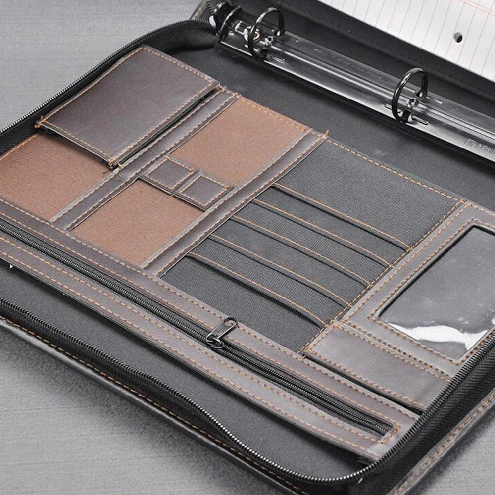 Оптовая продажа индивидуальная деловая папка A4 из искусственной кожи для документов с кольцом