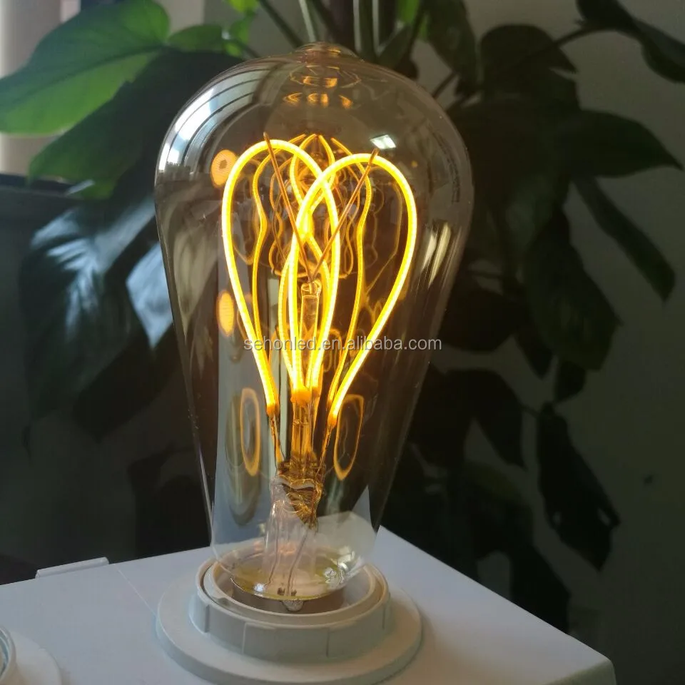 Retro loop filament bulb tinted 5w ST64 led filament light bulbs dimmable