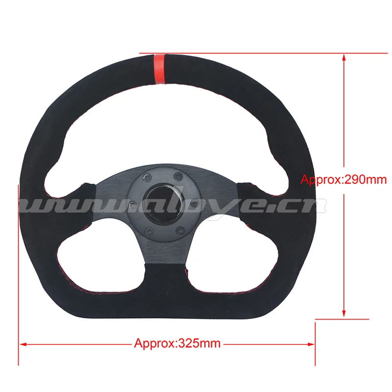 Universal 13 inch D Style Racing Steering Wheel Suede Leather With 3 Color Stitch