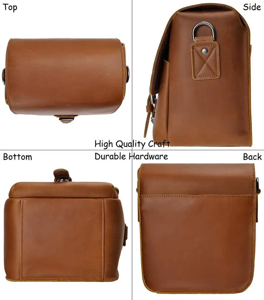 
2021 Newest Brown Handmade Vintage SLR Shockproof Camera Shoulder Messenger Small Shopping Bag For Wearing 