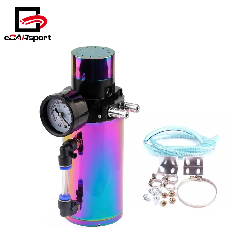 ECARsport алюминий машинное масло поймать резервуар Сапун Танк может + вакуум давление датчик маслосборный бак маслоуловитель