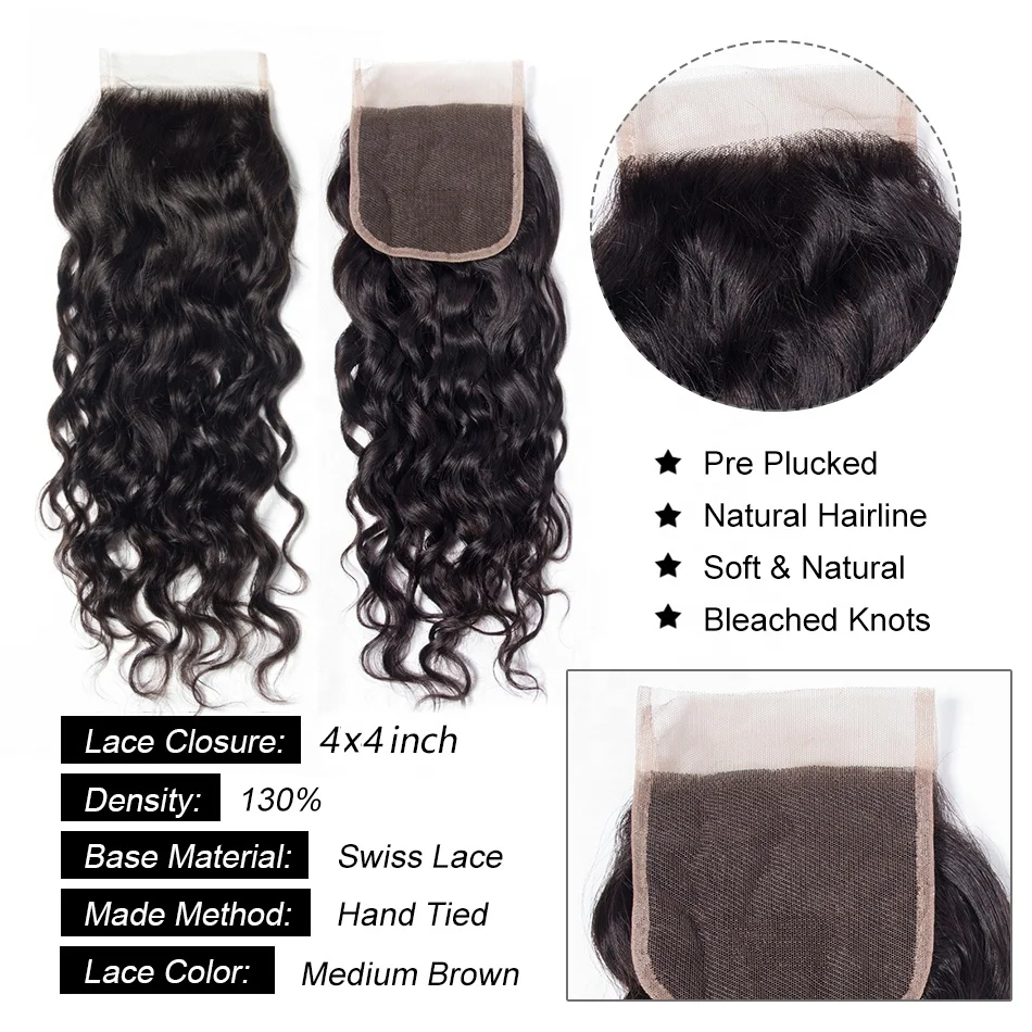 CELIE Factory Price Crochet Braids with Human Hair Wet and Wavy Mink Brazilian Virgin Hair Bundles with Lace Closure