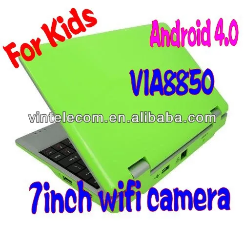 мульти- цвет дети мини-ноутбуки с android4.04 via8850/allwinner a10 1.2ghz+512mb 4gb оперативной hdd+wifi пакета