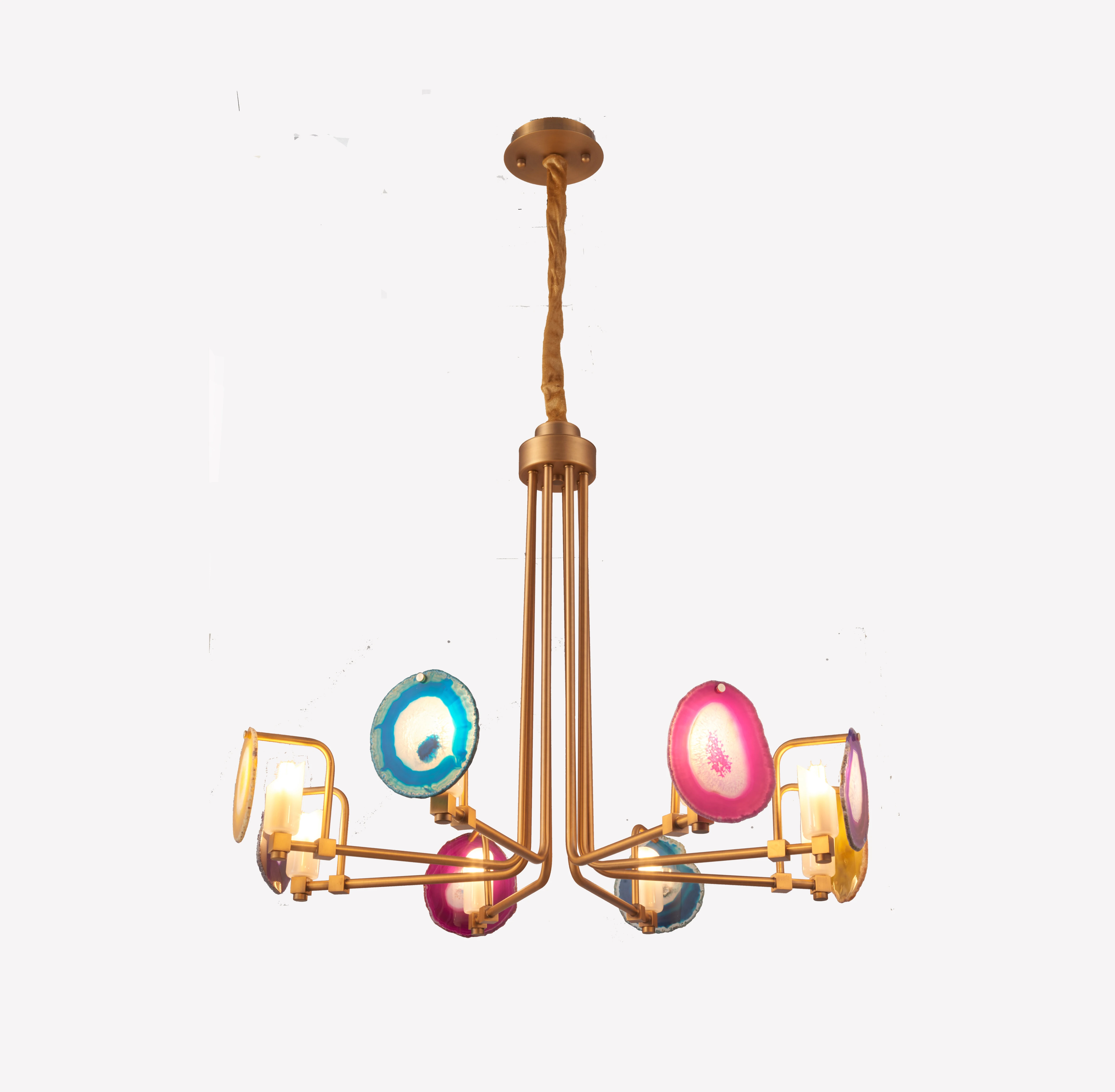 2019 new interior staircase decoration color agate iron-plated residential room lighting led chandelier