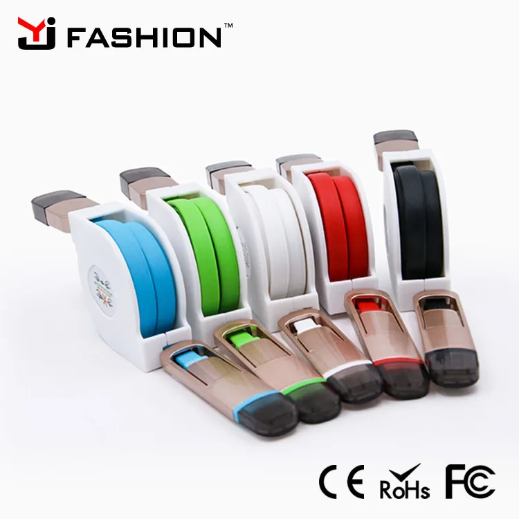 100cm высокое качество 2 в 1 кабеле данных обязанности для iPhone 5 6 7 / Android, вытягиваемый кабель USB Micro Sumsung