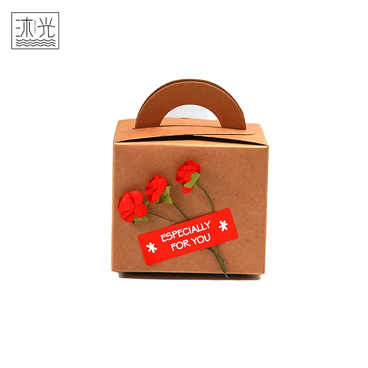 
Wholesale Flower Decorative Kraft Paper Christmas Gift Packaging Foldable Box With Handle 
