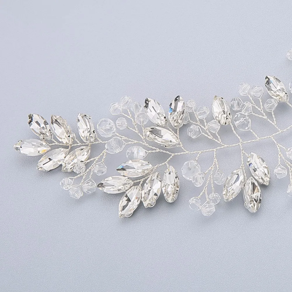 Handmade Rhinestone Crystal Wedding Hair Band Bridal Hair Bands for Wedding Hair Accessories Silver