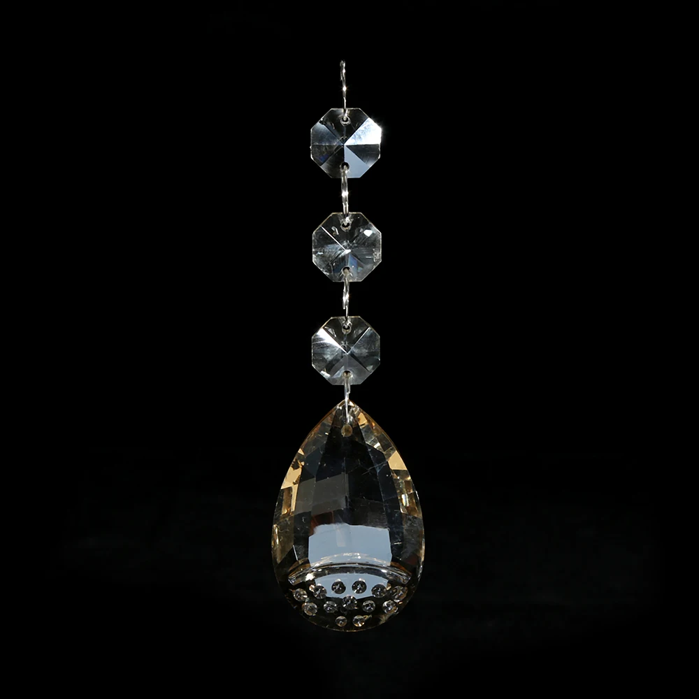 
DIY 14mm octagon bead garland chain hanging crystal chandelier prism pendant ornament for home wedding 