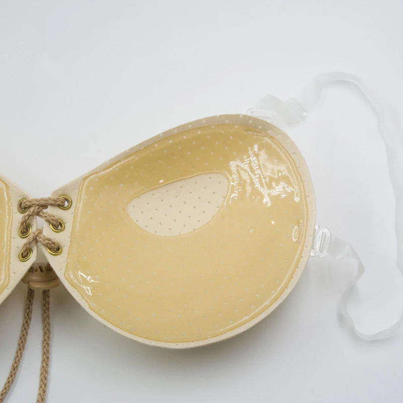 Silk LALAThickness Breathable Self Adhesive Push UP Invisible Silicone breast Strapless free bra with movable Convertible straps