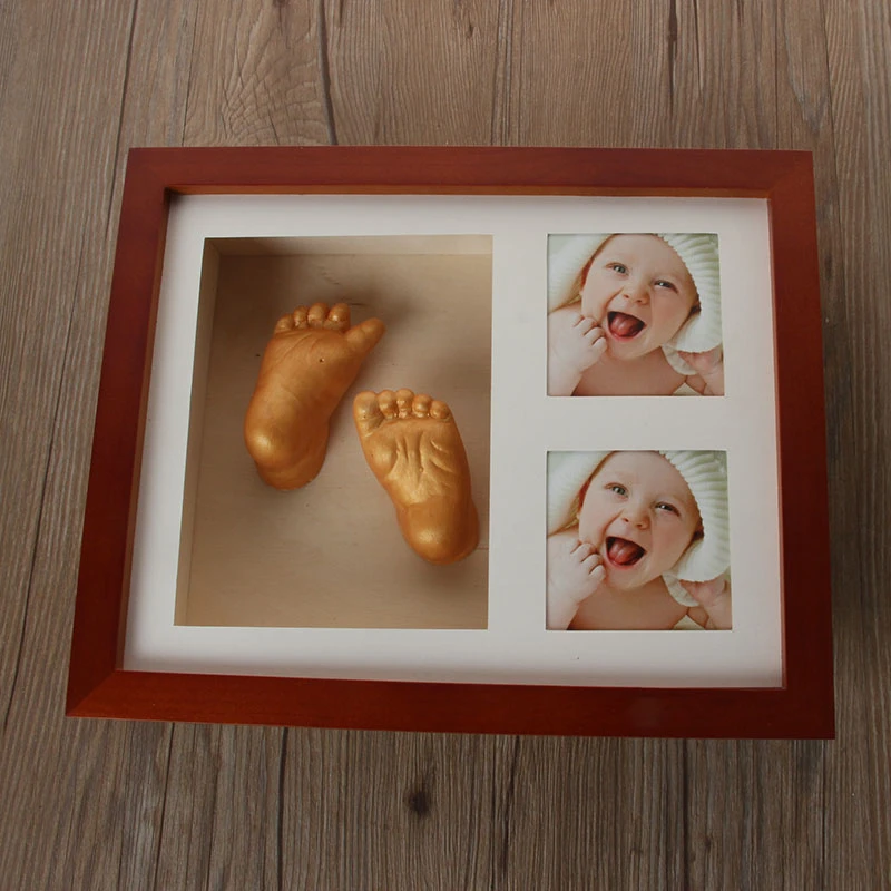 Babi hand and foot prints Photo frame 3D three-dimensional hand and foot model Souvenir diatom salt model Newborn gift