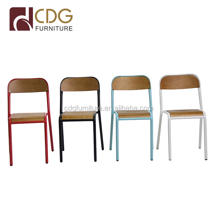 French Black Mid-Century And Modern Ergonomic Industrial Chair  European Wooden Seat Restaurant Cafe Chair