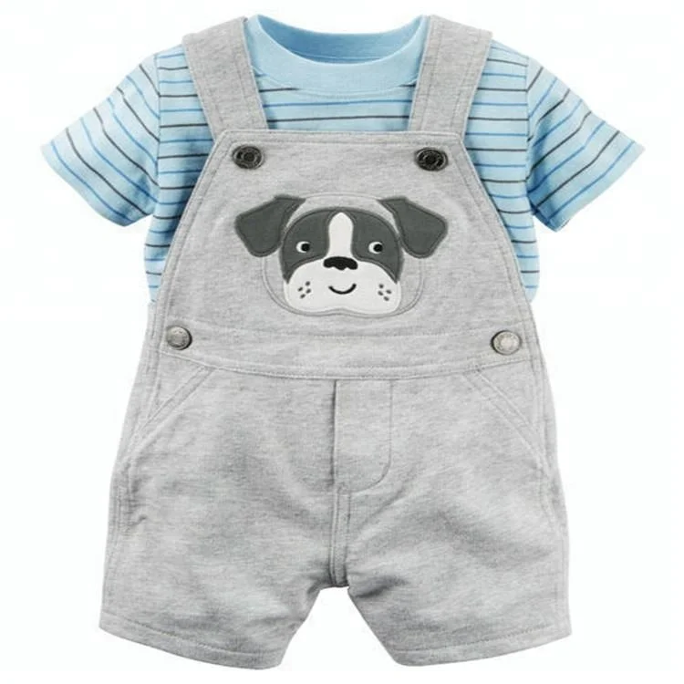 
Summer Wholesale Baby Clothing Cowboy Suspenders Kids Striped Tshirt 