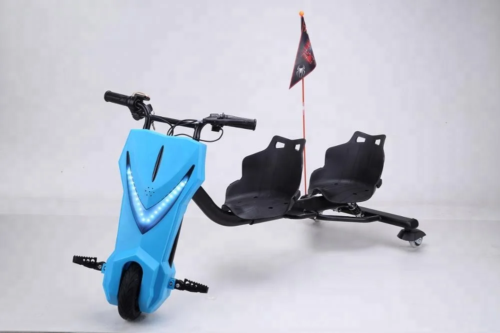Motorized electric drift scooter tricycle rider 360 drifting trike with two seat