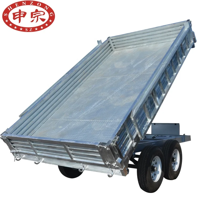 Hot Dip 4 Wheel Small Farm Galvanized Farm Tractor Trailer Dump Truck Trailer Semi-trailer Steel Ce